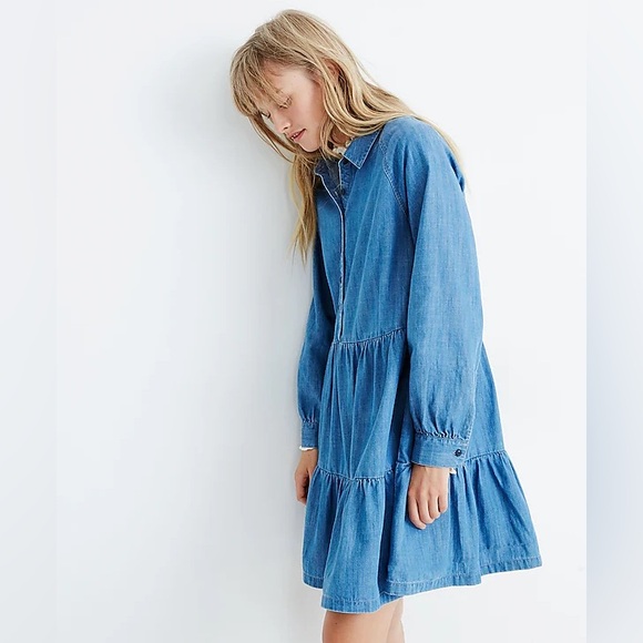 Madewell tiered denim shirtdress - Picture 8 of 9